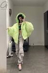 CHENPENG Pleated Puffer Jacket CP20AWJ002CPC394 Pleated Lime Green PCP1